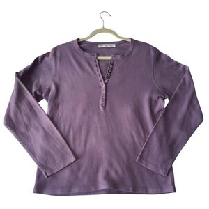 Josephine Chaus Purple Long Sleeve‎ Henley Tunic Top Women Size Large